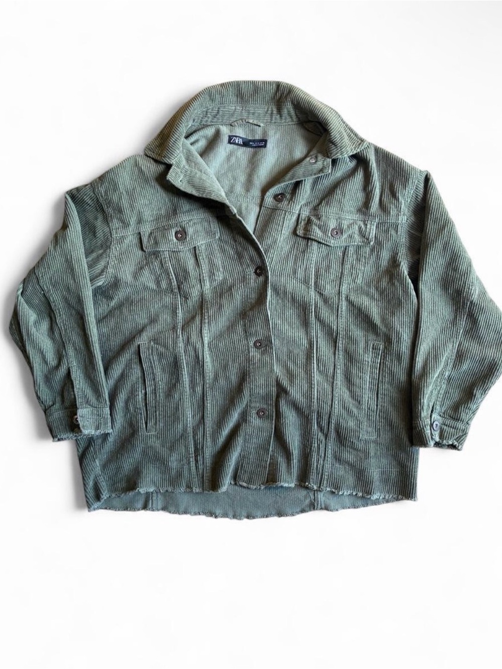 Zara Olive Green Corduroy Utility Jacket